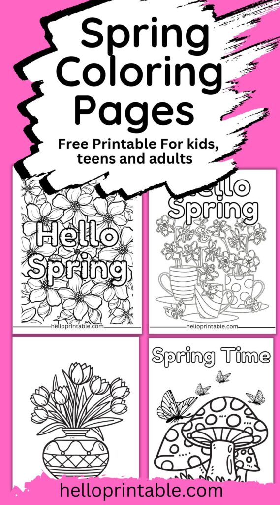 Spring season coloring sheet for kids - free printable instant download. 