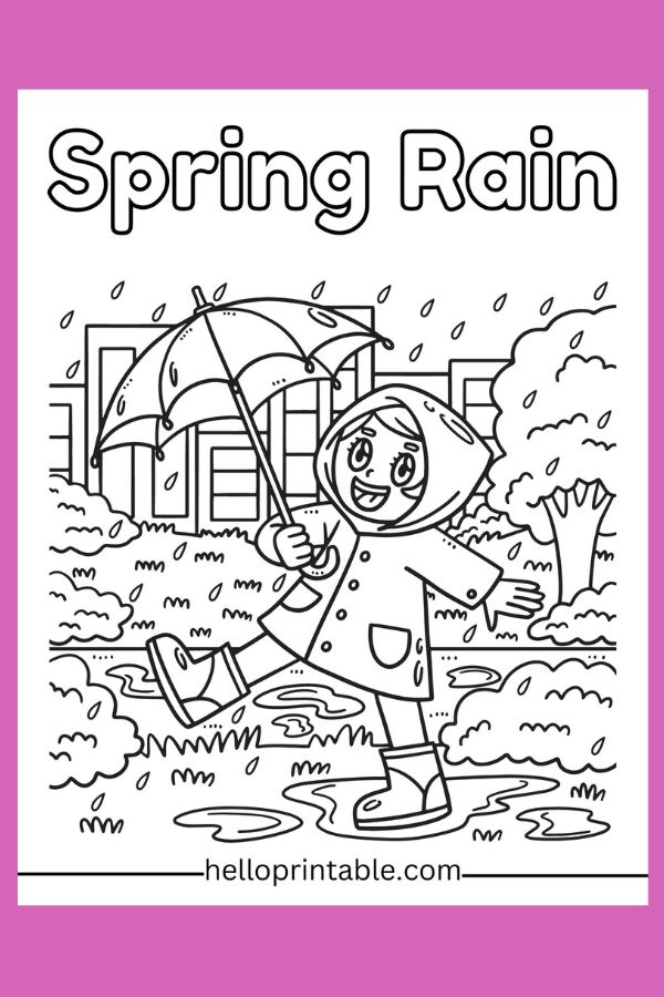 Spring rain coloring page 