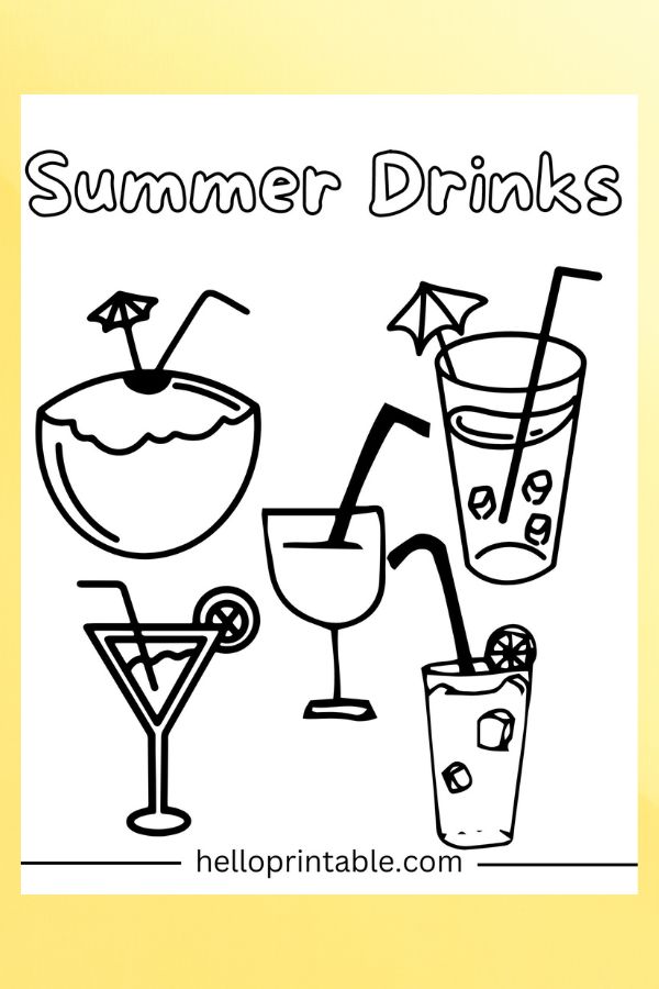 Summer drinks coloring pages free printable 