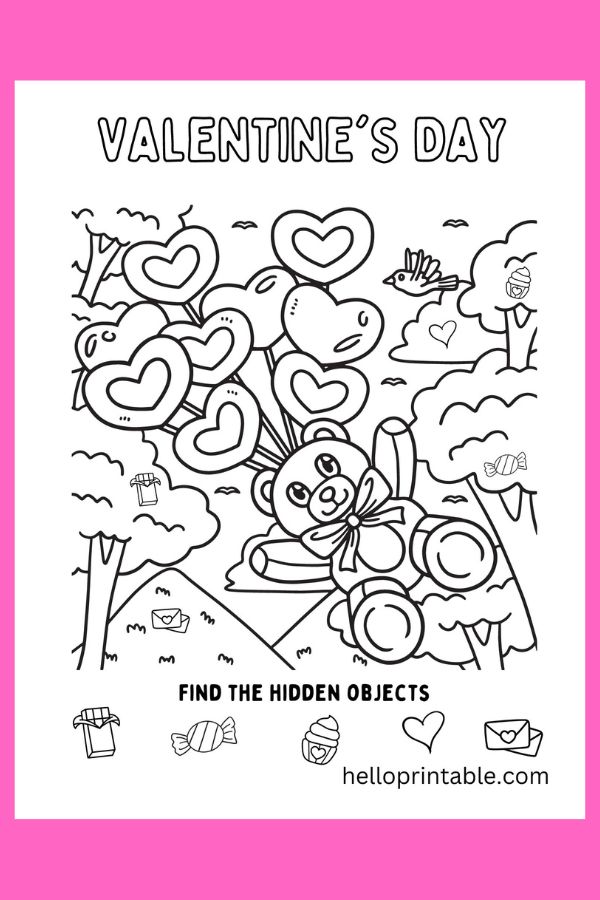 Find the hidden objects valentine's day printable activity