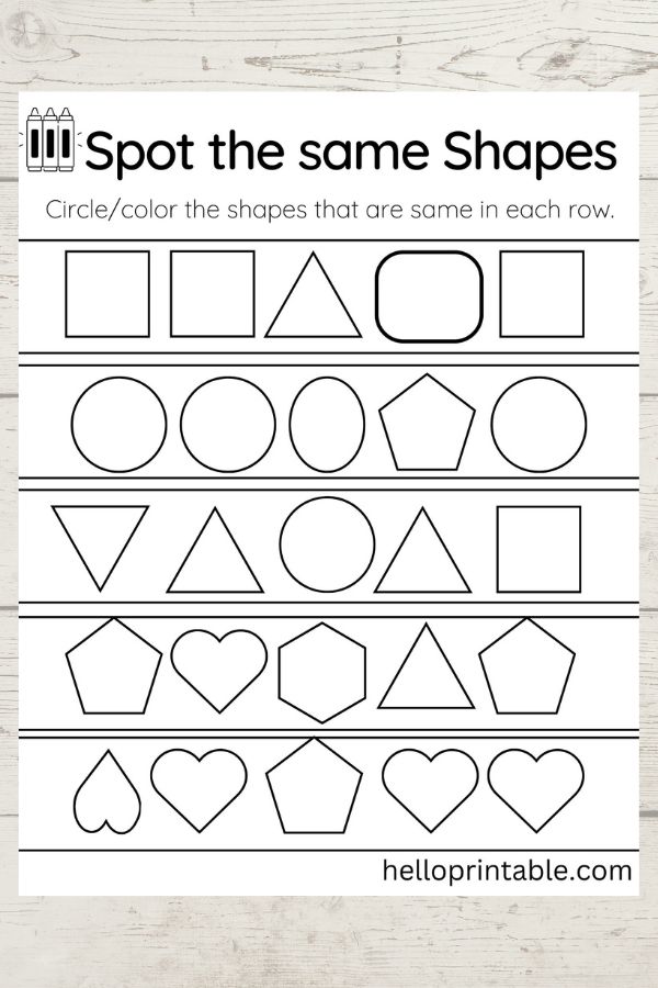 Highlight or color the same shapes in each group 