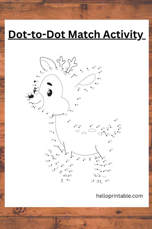 deer dot to dot worksheet -free printable 