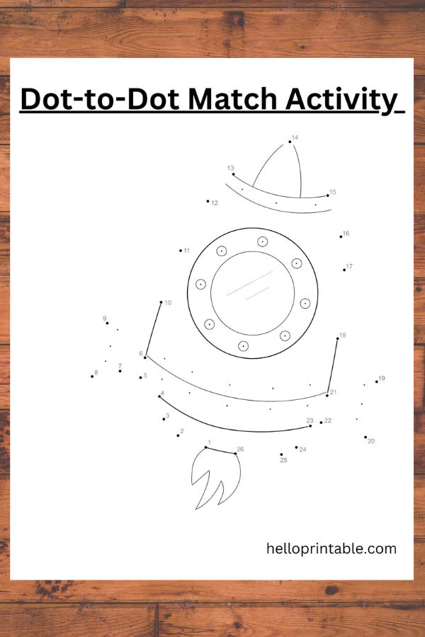 Rocket dot to dot worksheet for kids -free printable 