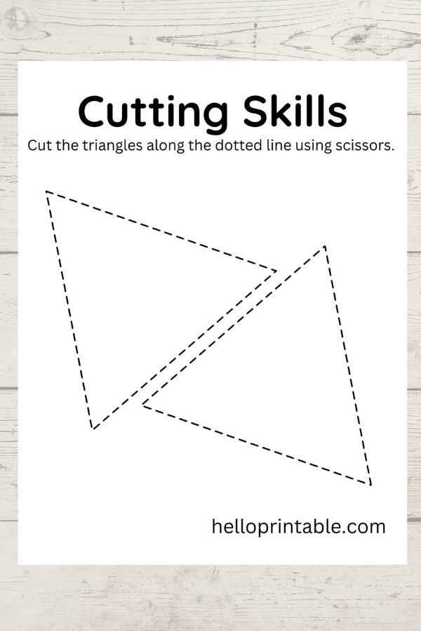 Two triangles shape template for basic cutting skills 