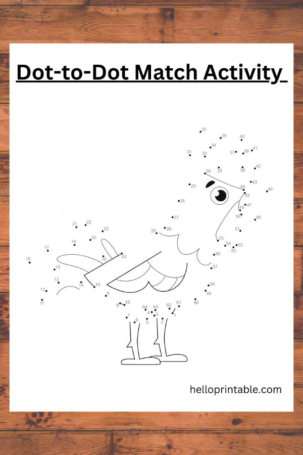 rooster connect the dot worksheet for kids -free printable 