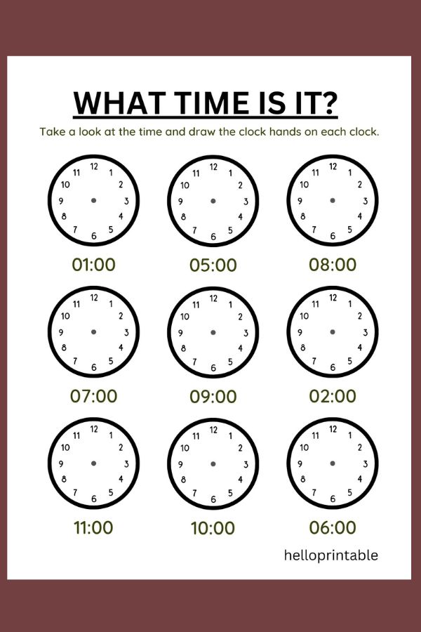 telling time on analog clock - draw hands on each clock. 