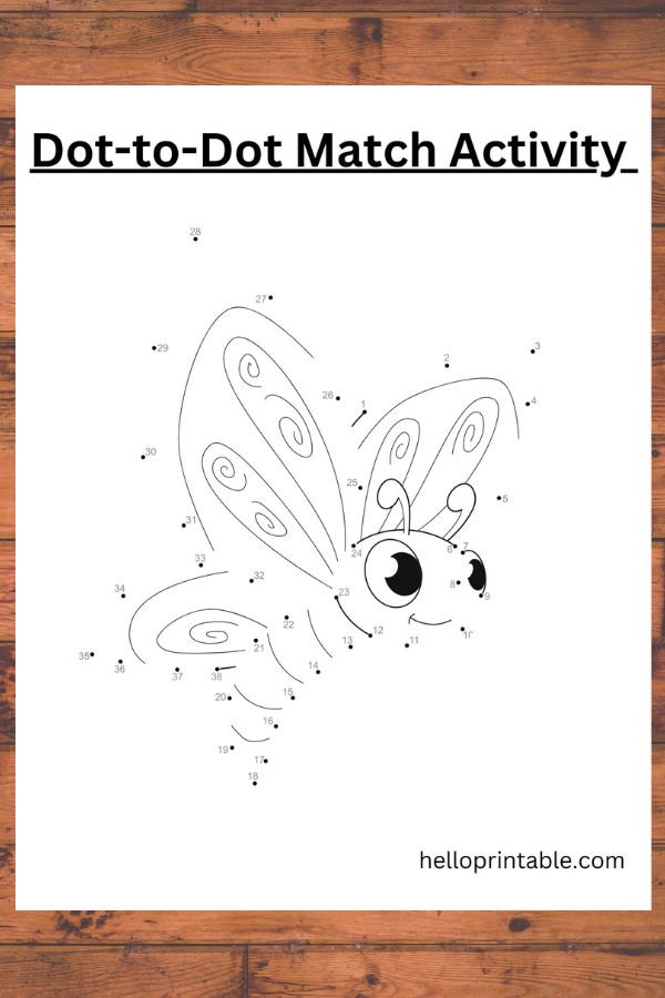 butterfly connect the dot worksheet for kids -free printable 