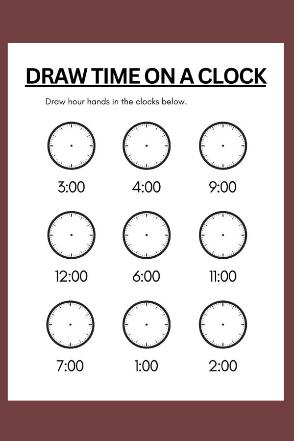 Draw time on analog clock using clock hands. 