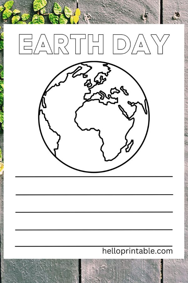 Earth day writing template for kids 