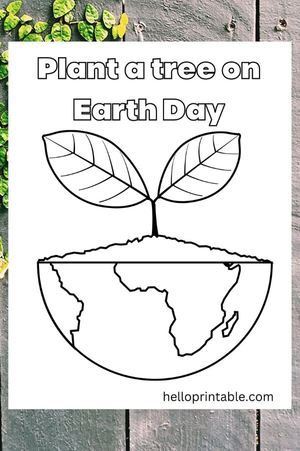 Plant a tree on each day slogan coloring page 