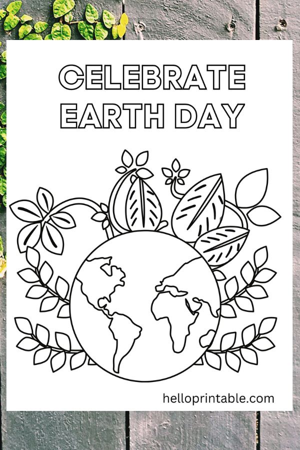 Earth day free coloring page 