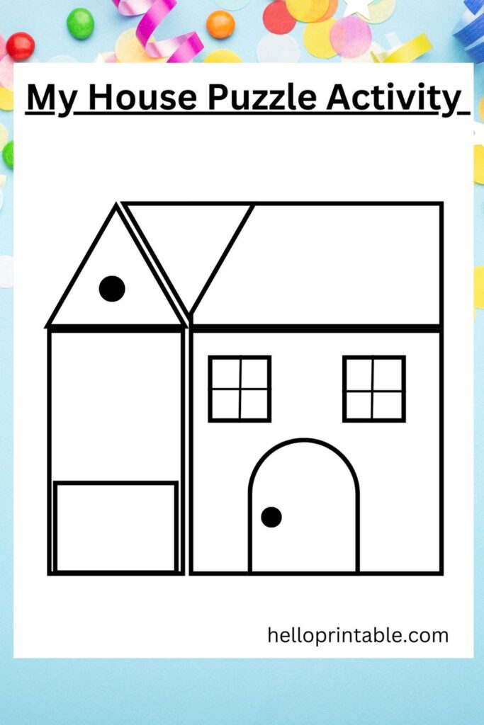create a house with this cut and paste shapes activity - printable puzzle for preschool and kindergarten kids. - ink saving printable 
