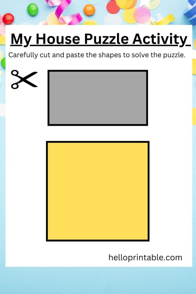 Cut and paste shapes to improve fine motor skills for kids - puzzle activity 