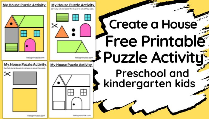 Create a house with this puzzle activity - free printable for kids