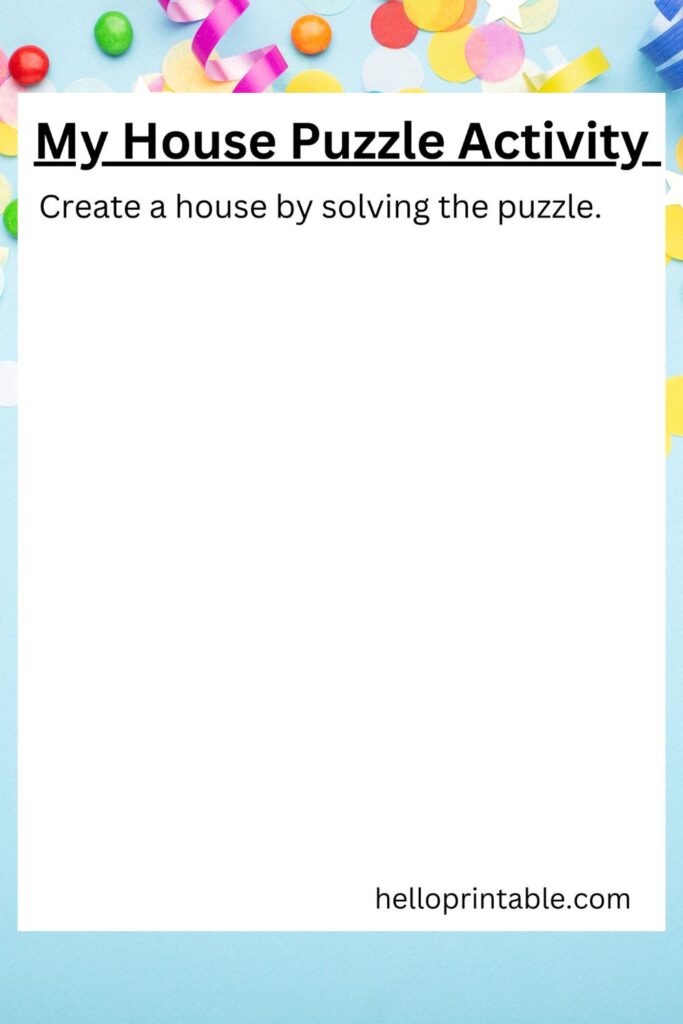 create a house with this cut and paste shapes activity - printable puzzle for preschool and kindergarten kids. 