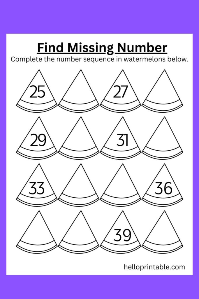 Double digit find the missing number worksheet - What number comes next