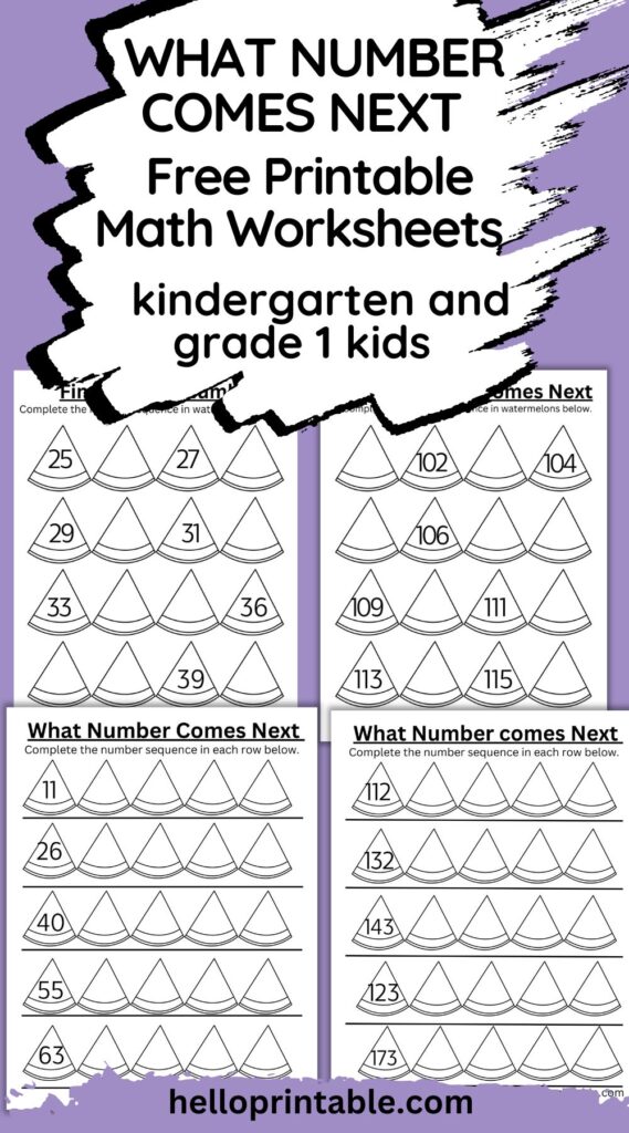 What number comes next printable worksheet for kindergarten - 2 digit and 3 digits worksheets 