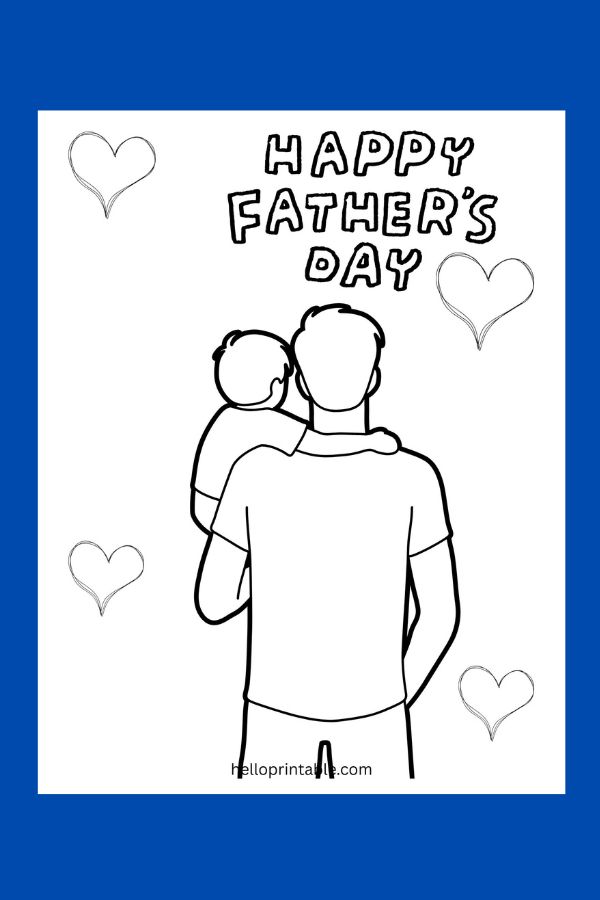 dad and son coloring page for Father's day.