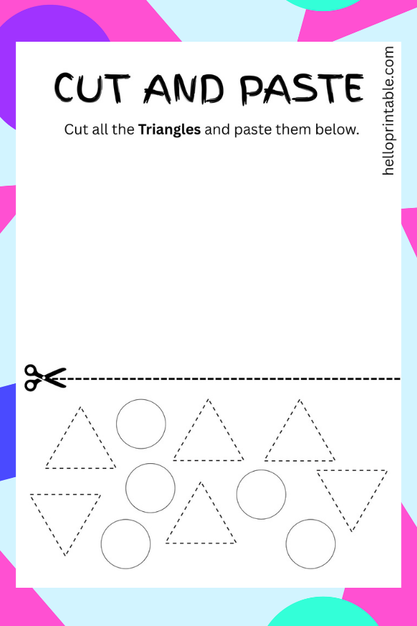Triangle cutting printable worksheet