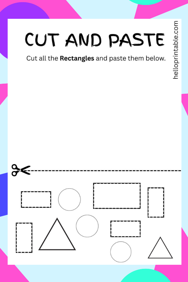 Rectangle cutting printable worksheet