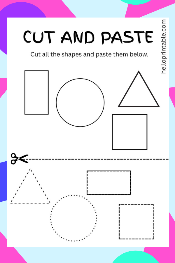 Shapes cutting printable worksheet