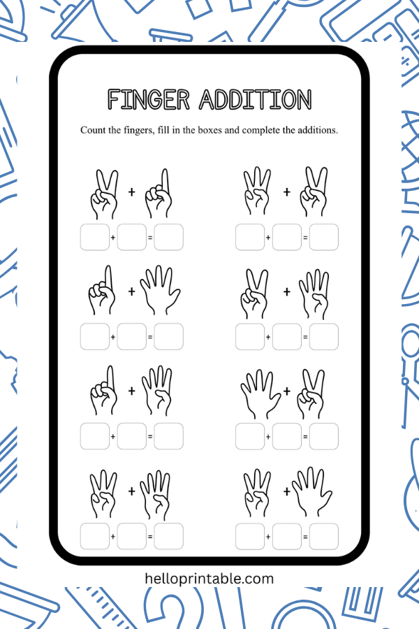 count the fingers worksheet
