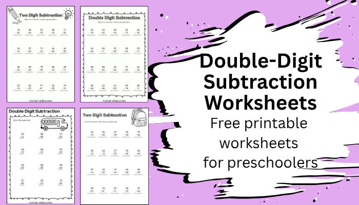 Double-Digit Subtraction Worksheet Practice for Kids
