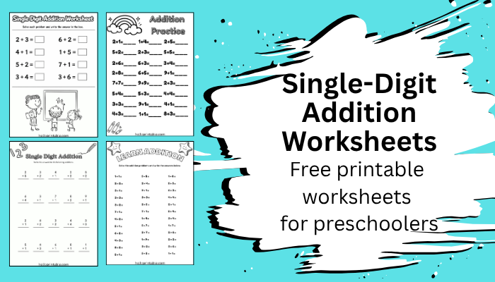 Free Printable Single Digit Addition Worksheets for Kids