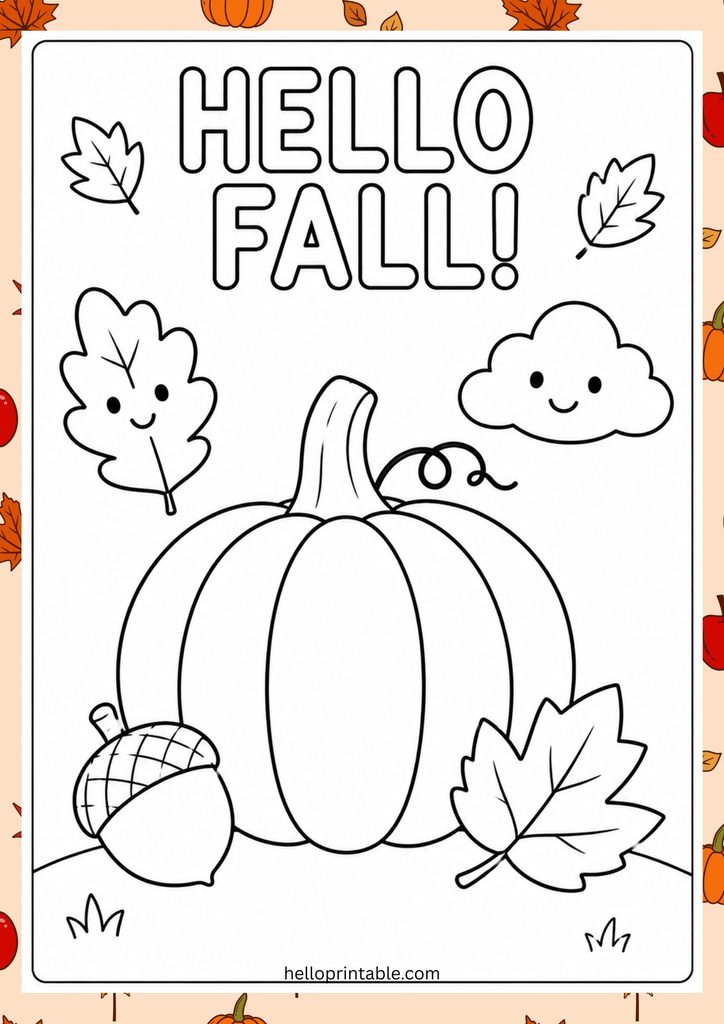 hello fall coloring printable for toddlers