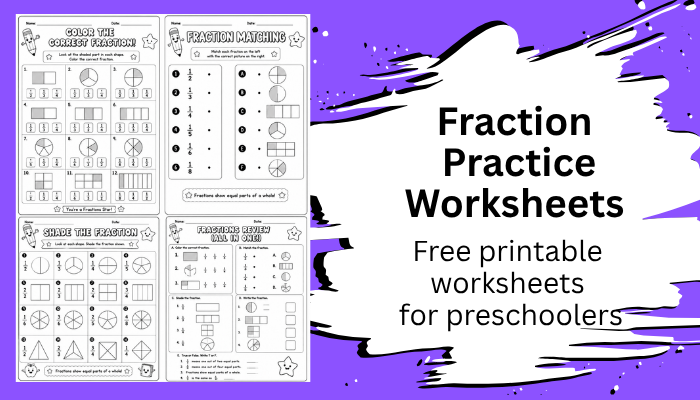 fraction oractice worksheets for early learners