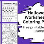 Free printable Halloween worksheets for preschool and Kindergarten with coloring, counting, matching and cut and paste activities