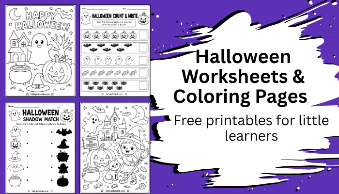 Free Printable Halloween Worksheets for Preschool and Kindergarten