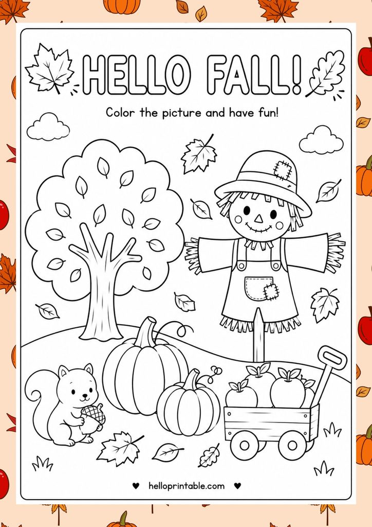 fall themed coloring page