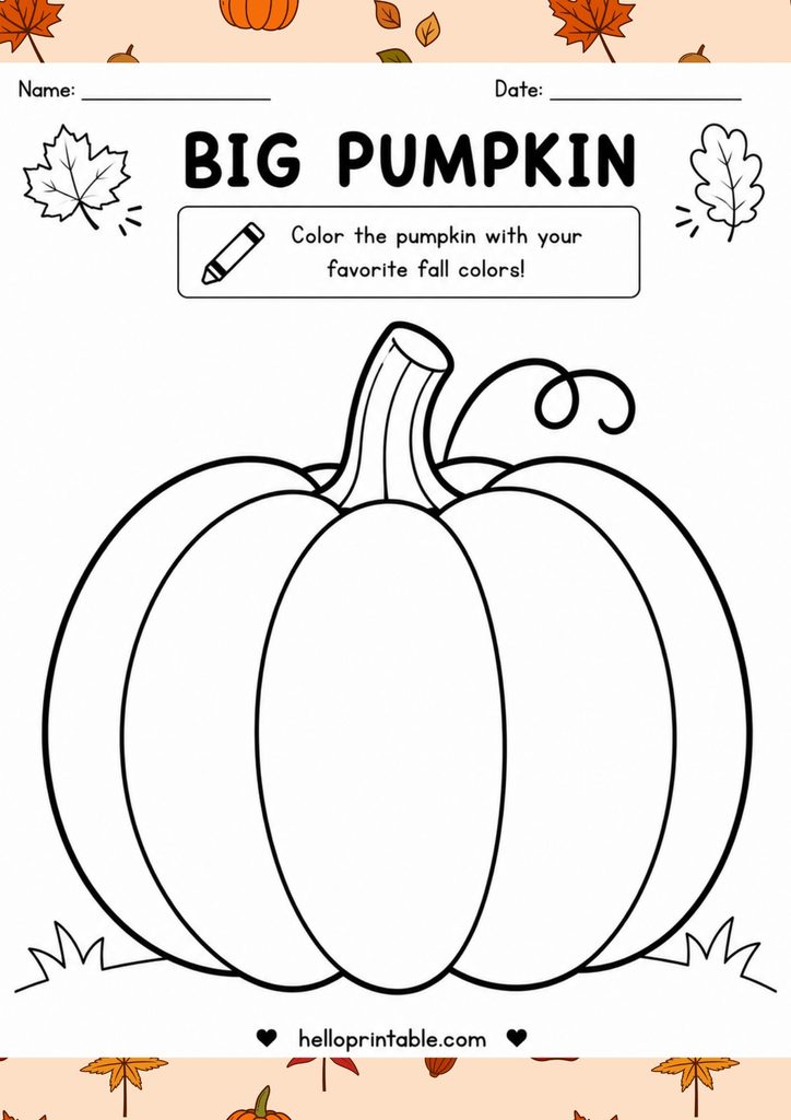 big pumpkin coloring worksheet for toddlers
