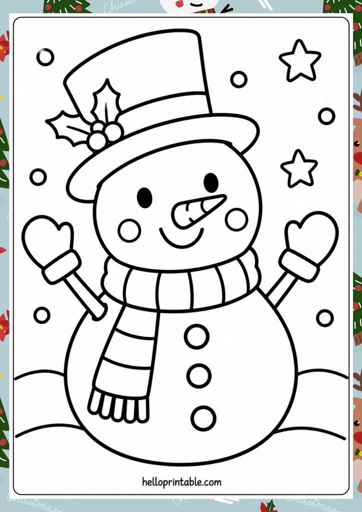 snowman coloring page for toddlers