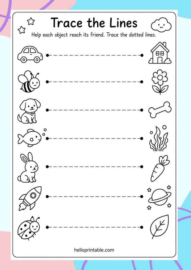 Horizontal lines tracing worksheet for toddlers
