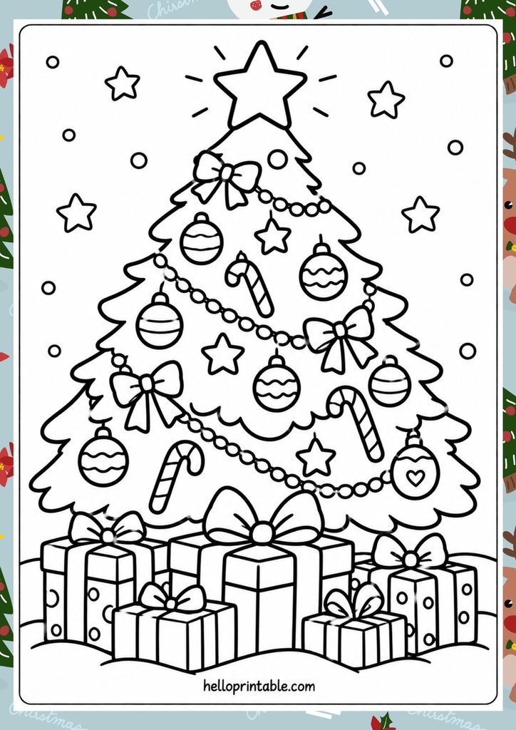 christmas tree coloring page for toddlers