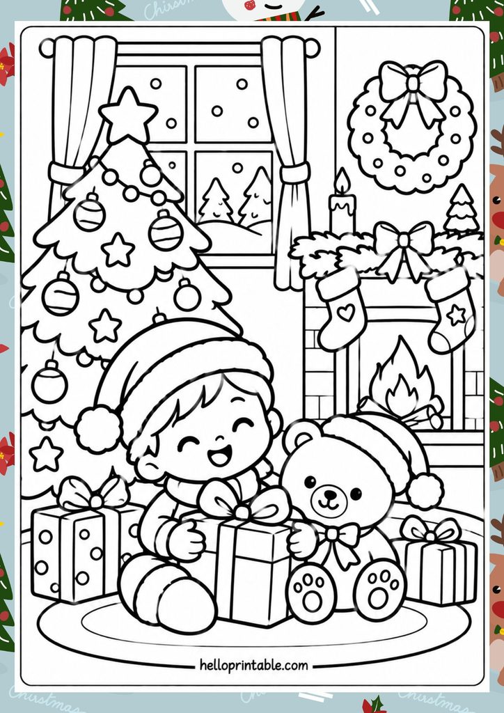 Cozy Christmas Gifts Coloring Page